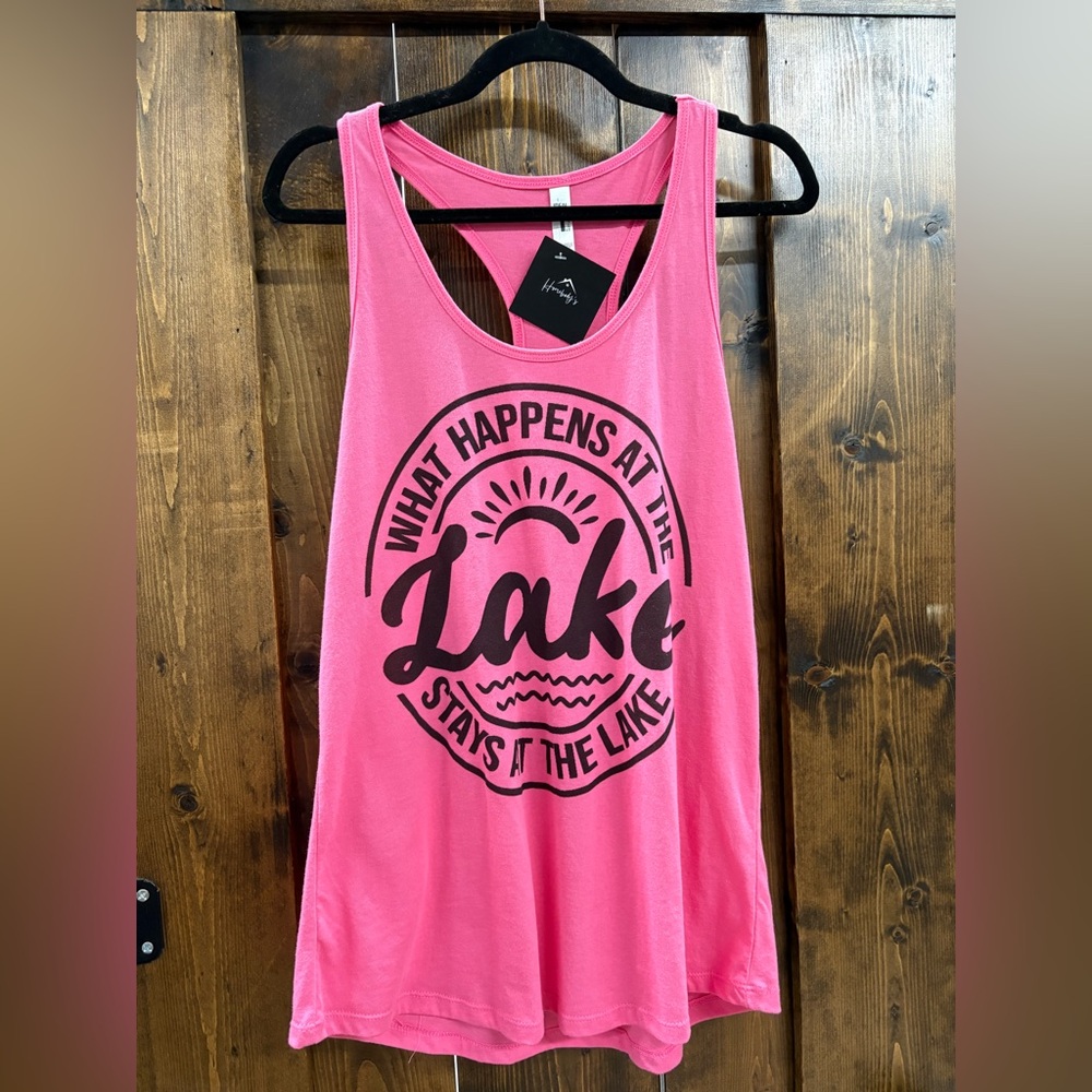 Vibrant Pink Lake Graphic Tank Top